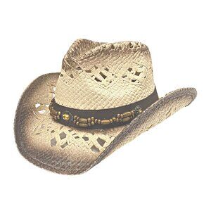 Women’s Crochet Toyo Straw Bling Western Hat